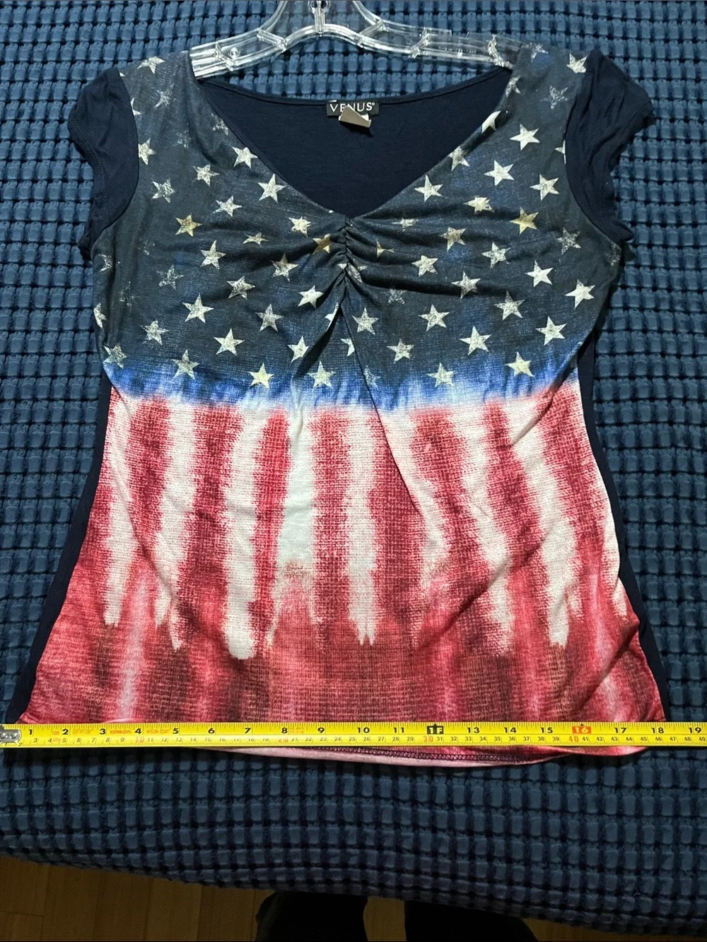 VENUS Red, White & Blue Star Stripe V-Neck Tee - Picture 9 of 11